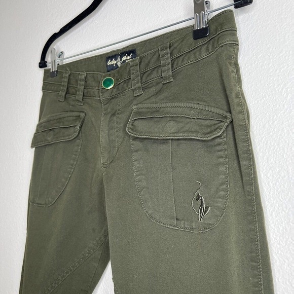 Vintage Baby Phat Y2K Bratz Olive Army Green Low Rise Cargo Ankle Zip Pants Sz 7 - Picture 3 of 12